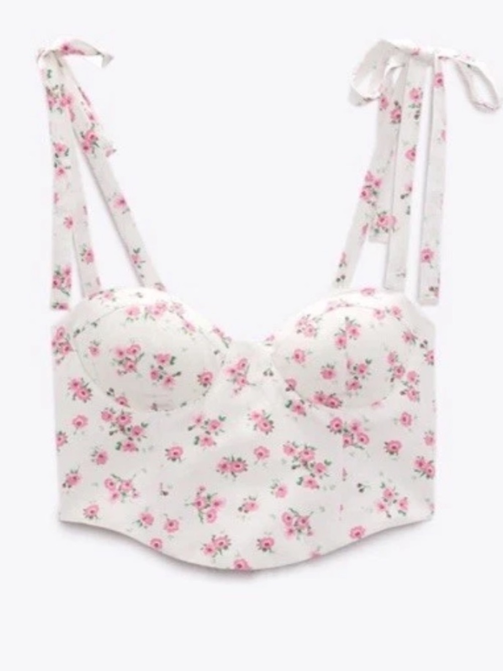 Zara Floral Print Bustier Crop Top...